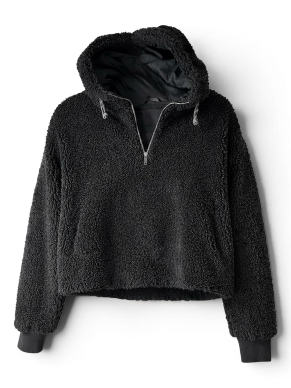 Lululemon Textured Fleece Half Zip Pullover Black Size 6 Cozy Sherpa Hoodie